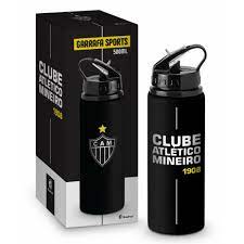 Garrafa Sport de Alumínio com Canudo TIMES 500ML - ATLETICO