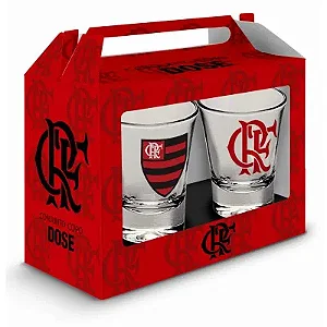 Conjunto 2 Copos De Shot Dose Do Flamengo Megão Cachaça