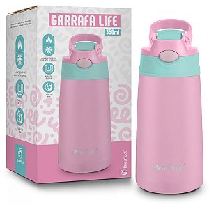 Garrafa Life 350ml Rosa - Brasfoot