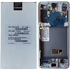 Tela Frontal Touch Display Samsung S21 G991 C/Aro Prata Original Nova