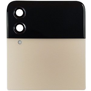 Tampa Traseira Samsung Z Flip 4 F721 Dourado com Display e Vidro da Câmera Original Retirada