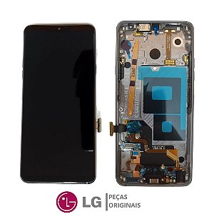 FRONTAL LG G7 TINQ - G710 - C/ARO CINZA PLATINUM (ORIGINAL)