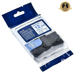 Fita Compatível Brother Tz Tze 233 Branca Letra Azul 12mm