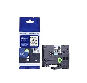 Fita Flexível Compatível Brother Tz Tze FX251 Branca Letra Preta 24mm