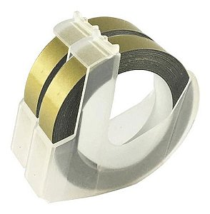 Kit 2 Fitas Vinil Compatível Dymo 3DCG15 Champagne 6mm