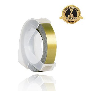Fita Vinílica Compatível Dymo Rotulador Manual 3D815 Dourada 6mm