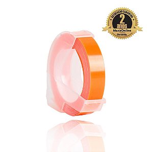 Fita Vinílica Compatível Dymo Rotulador Manual 3DFO15 Laranja Fluorescente 6mm
