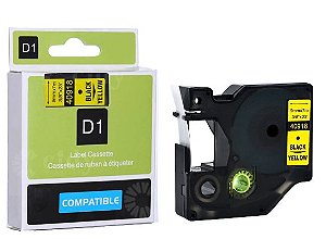Fita Compatível Dymo D1 40918 Amarela Letra Preta 9mm