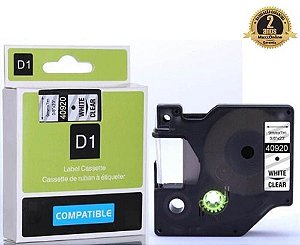 Fita Compatível Dymo D1 40920 Incolor Letra Branca 9mm