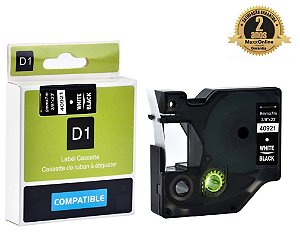 Fita Compatível Dymo D1 40921 Preta Letra Branca 9mm