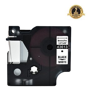 Fita Compatível Dymo D1 43613 Branca Letra Preta 6mm
