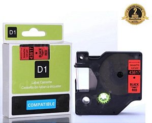 Fita Compatível Dymo D1 43617 Vermelha Letra Preta 6mm