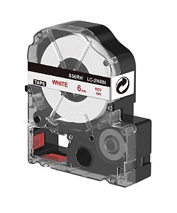 Fita Compatível Epson LK-2WRN Branca Letra Vermelha 6mm