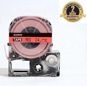 Fita Compatível Epson LK-6RBP Vermelha Letra Preta 24mm