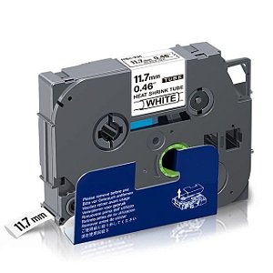 Fita Tubo Termo Retrátil Compatível TZ HSE 231 Branca Letra Preta 12mm