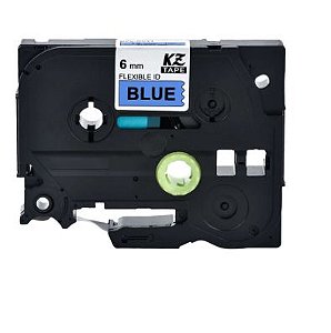 Fita Flexível Compatível Brother Tz Tze FX511 Azul Letra Preta 6mm