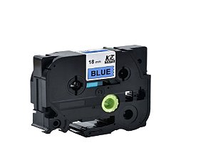 Fita Flexível Compatível Brother Tz Tze FX541 Azul Letra Preta 18mm