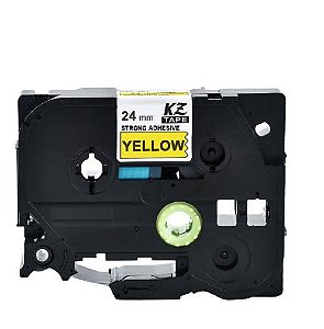 Fita Strong Compatível Brother Tz Tze S651 Amarela Letra Preta 24mm