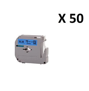 Kit 50 Fitas Compatível Brother M-K531 Azul letra Preta 12mm