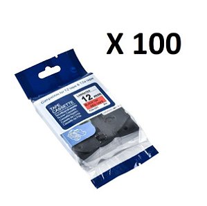Kit 100 Fitas Compatível Brother Tze-431 Vermelha 12mm
