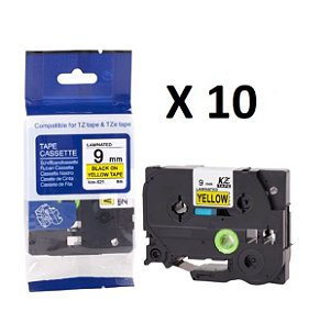 Kit 10 Fitas Compatível Brother Tze-621 Amarela 9mm