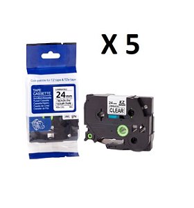 Kit 5 Fitas Compatível Brother Tze-151 Incolor 24mm