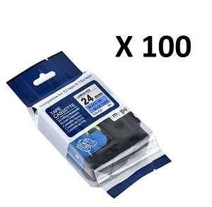 Kit 100 Fita Compatível Brother Tze-551 Azul 24mm