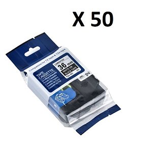 Kit 50 Fitas Compatível Brother Tze-365 Preta 36mm
