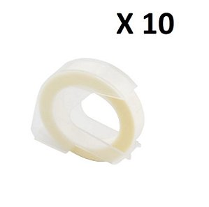 Kit 10 Fitas Vinil Compatível Dymo Manual 3D125 Incolor 9mm