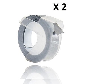2 Fita Vinil Compatível Dymo Manual 3D925 Prata 9mm