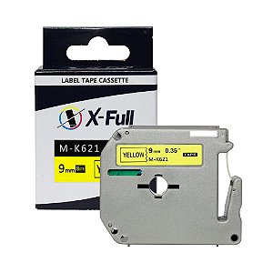 Fita Compatível Brother MK 621 Amarela Letra Preta 9mm