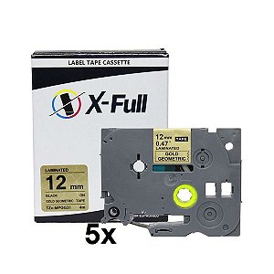 Kit 5 Fitas Compatível Brother Tze MPGG31 Dourado 12mm