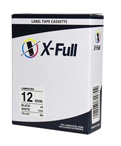 Fita Compatível Brother Tze 231 Branca Letra Preta 12mm