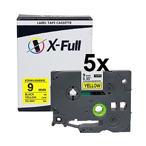 Kit 5 Fitas Strong Compatível Brother Tze S621 Amarela 9mm