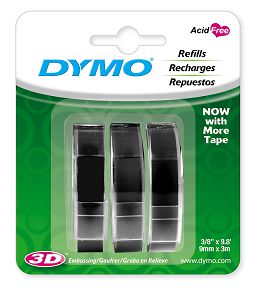 Fita Vinílica Vinil Dymo Rotulador Manual 3D325 Preto 9mm