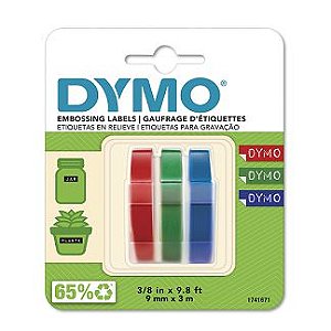 Kit 3 Cores Fita Vinílica Dymo Rotulador Manual 9mm