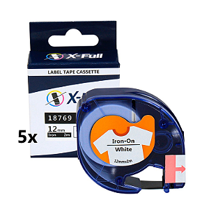 Kit 5 Fita Tecido Compatível Dymo Letratag 18771 Branca 12mm