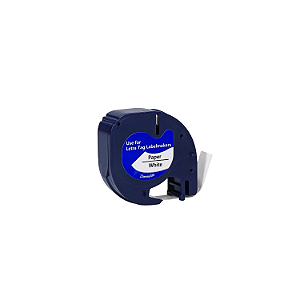 Fita Letratag Compatível Dymo 91200 Papel Branca 12mm