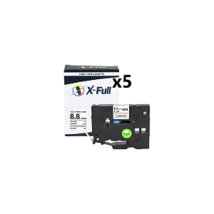 Kit 5 Fita Tubo Termoretrátil Compatível Brother HSE Branco 9mm