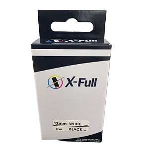 Fita Compatível Casio XR-12WE X Branca Letra Preta 12mm