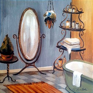 Gravura Banheiro Toalete Estilo Francês II 25 x 25 cm