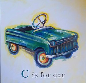 Gravura Infantil C Is For Car 30 x 30 cm