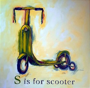 Gravura Infantil S Is For Scooter 30 x 30 cm