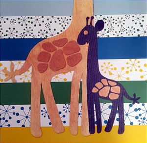Gravura Infantil Girafas 30 x 30 cm