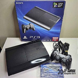Console Playstation 3 Sony - PS3 Super Slim 250Gb + Controle - FF Games -  Videogames Retrô