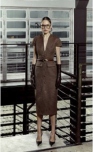 Vestido tweed marrom