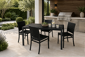 Conjunto Mesa 120x80 com 4 Cadeiras em Alumínio e Fibra Sintética Summer