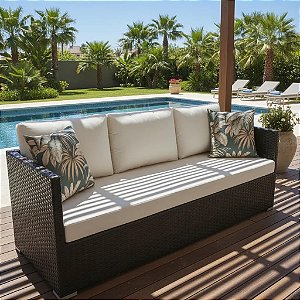 Sofá em Fibra Sintética e Alumínio 3 Lugares Modelo Fit