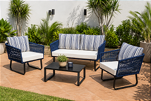 Conjunto de Sofá em Corda Náutica e Alumínio 4 lugares modelo Summer