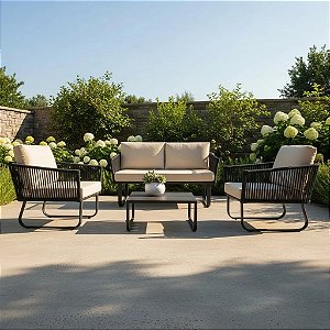 Conjunto de Sofá em Corda Náutica e Alumínio 4 lugares modelo Summer